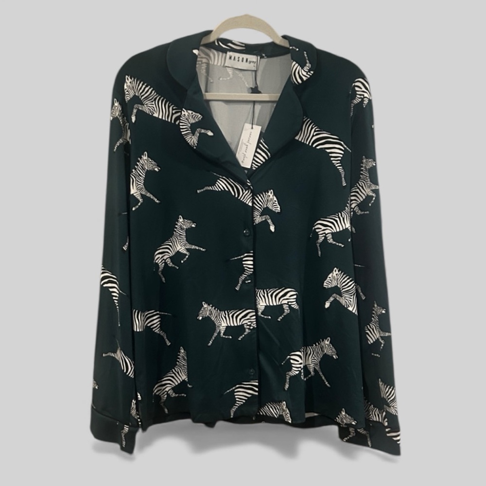 MasonGrey New Zebra print novelty sleep lounge shirt size Large luxe chic cozy